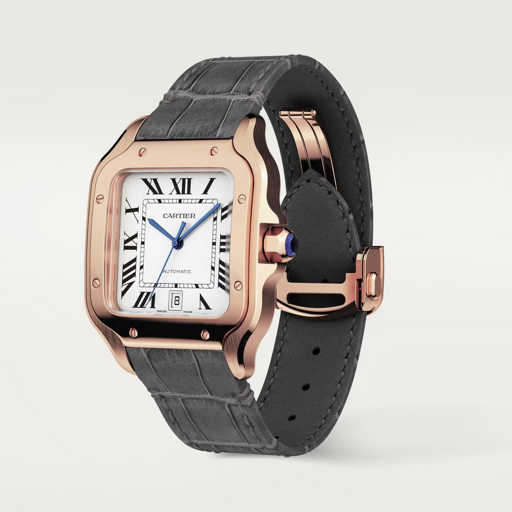 Đồng Hồ Cartier Santos De Cartier Large Watch Nam Xám Vàng Hồng